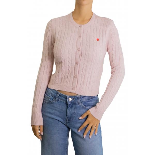 Cardigan intrecciato crop girocollo e cuoricino Only